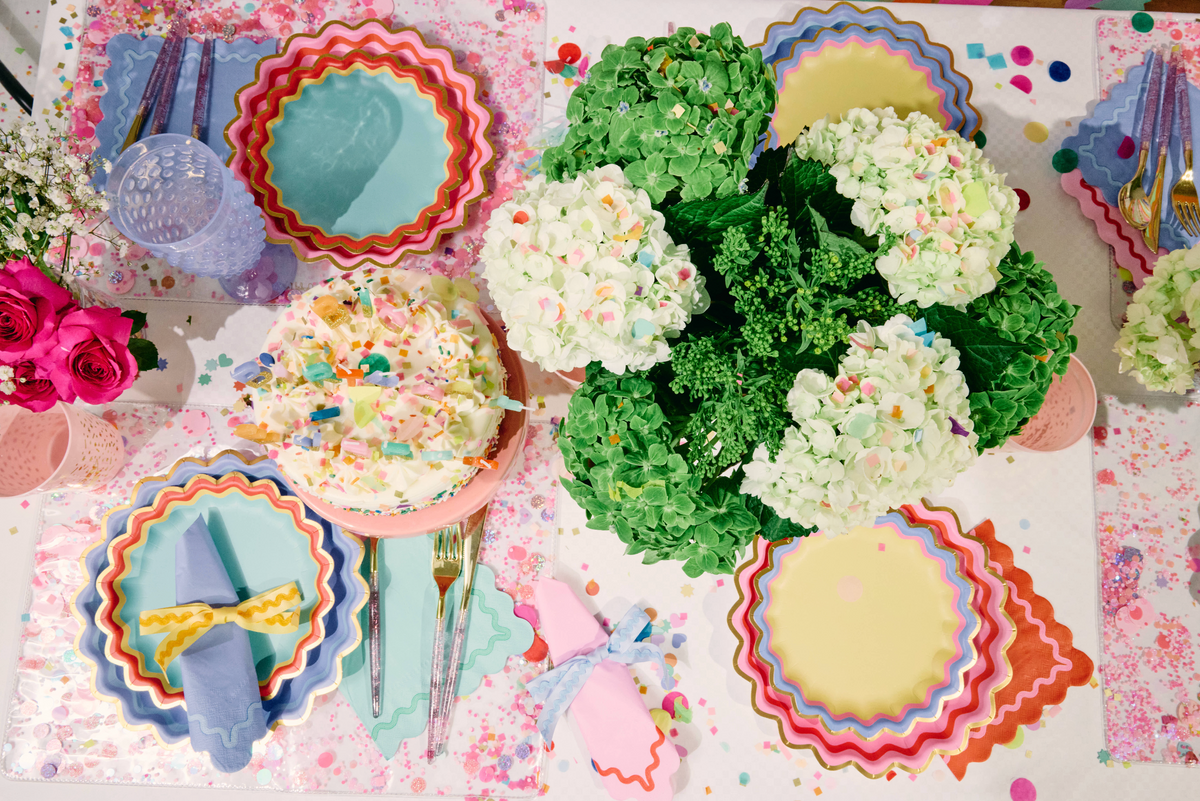 Rainbow Ric Rac Dinner Plates