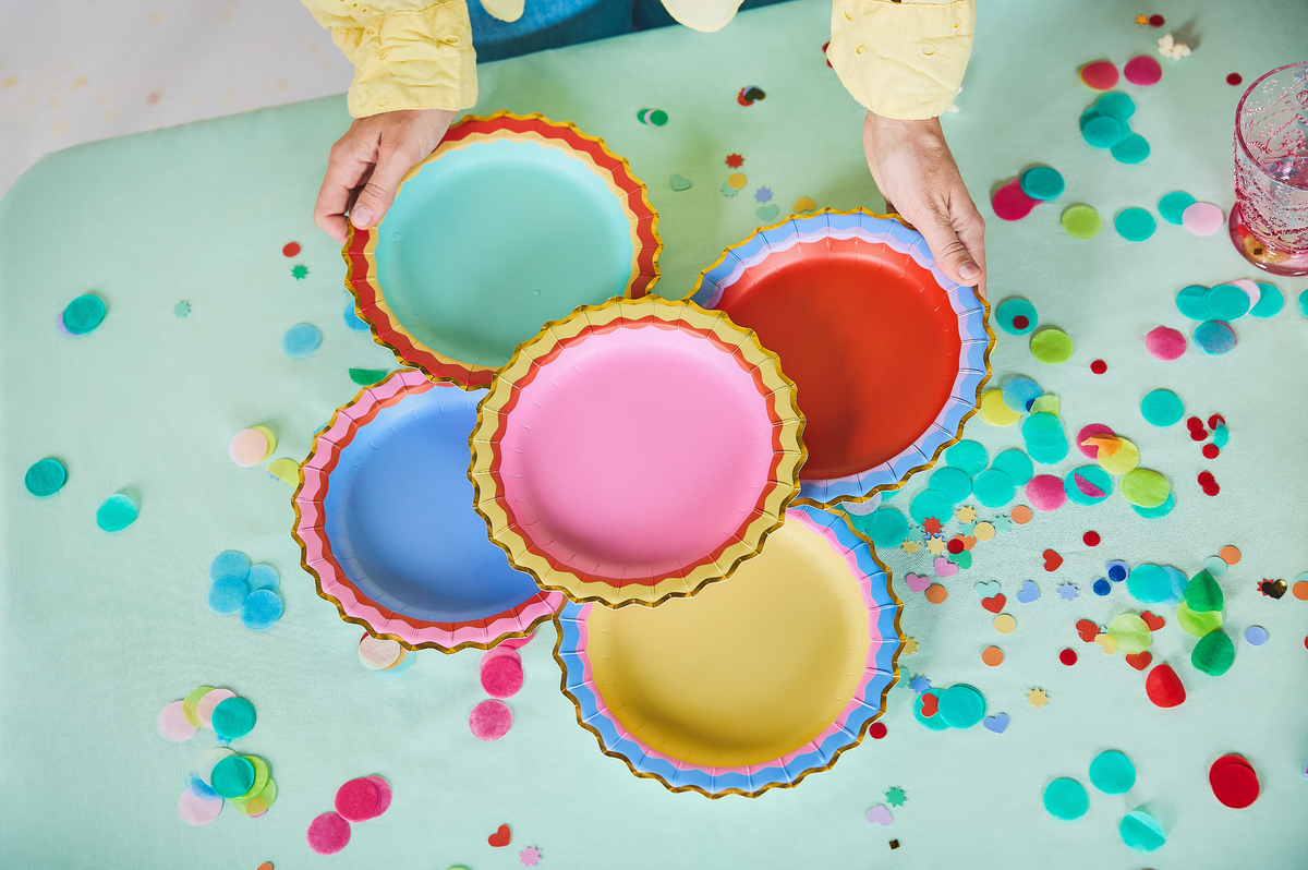 Rainbow Ric Rac Dessert Plates