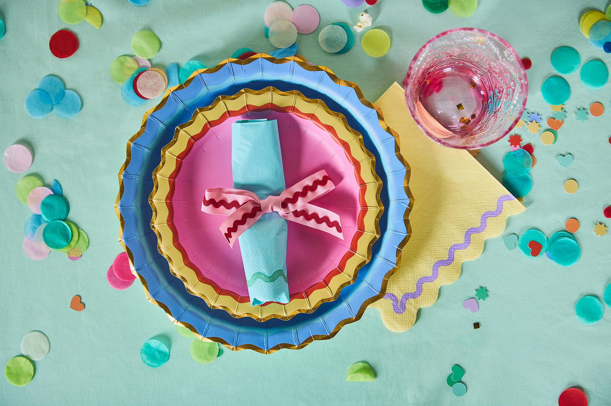 Rainbow Ric Rac Dinner Plates