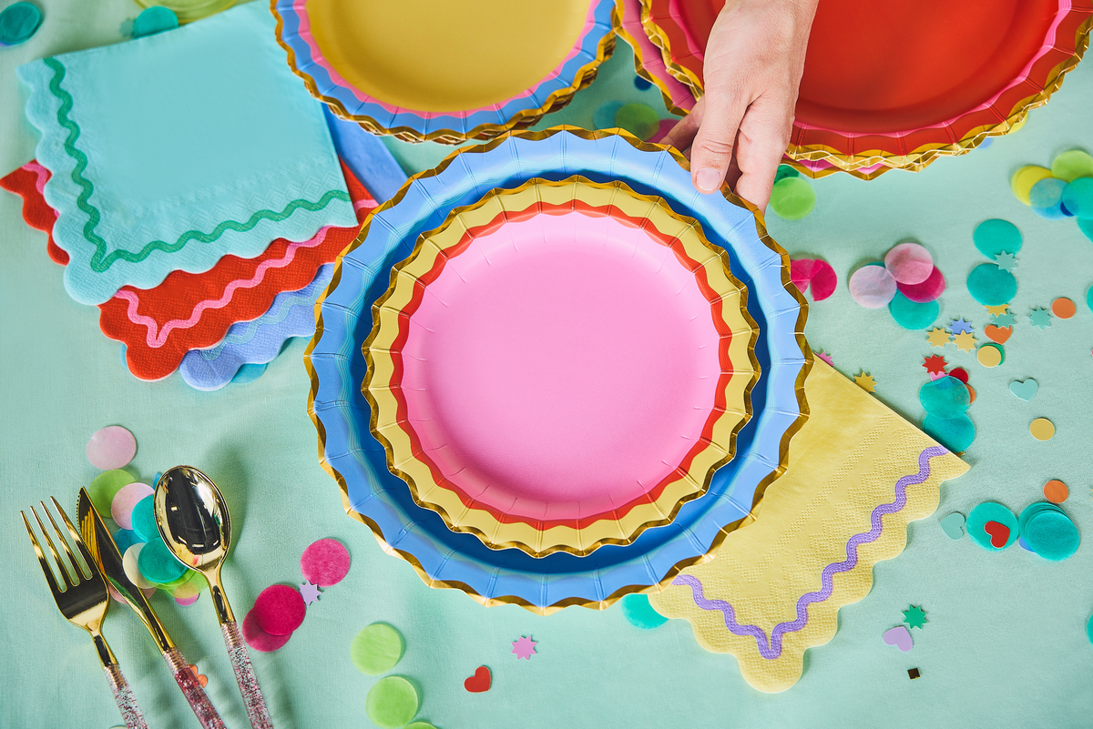 Rainbow Ric Rac Dinner Plates