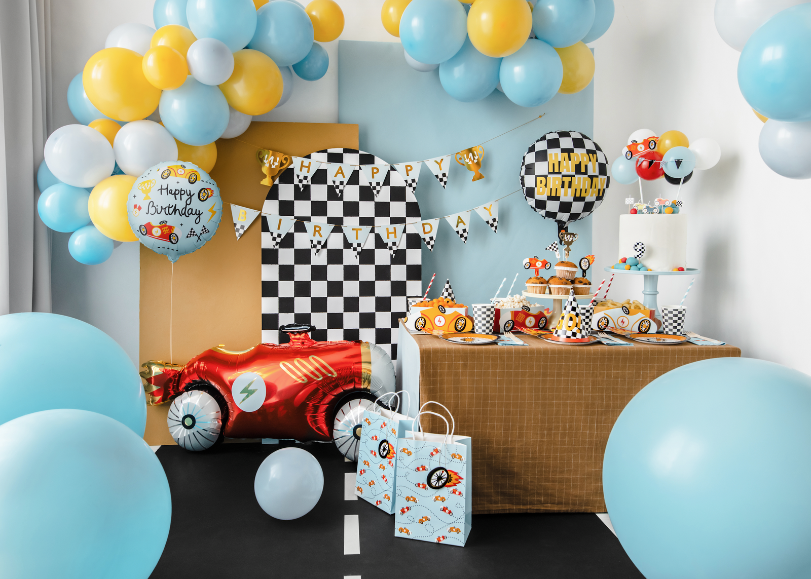 Happy Birthday Racing Cars Foil Balloon