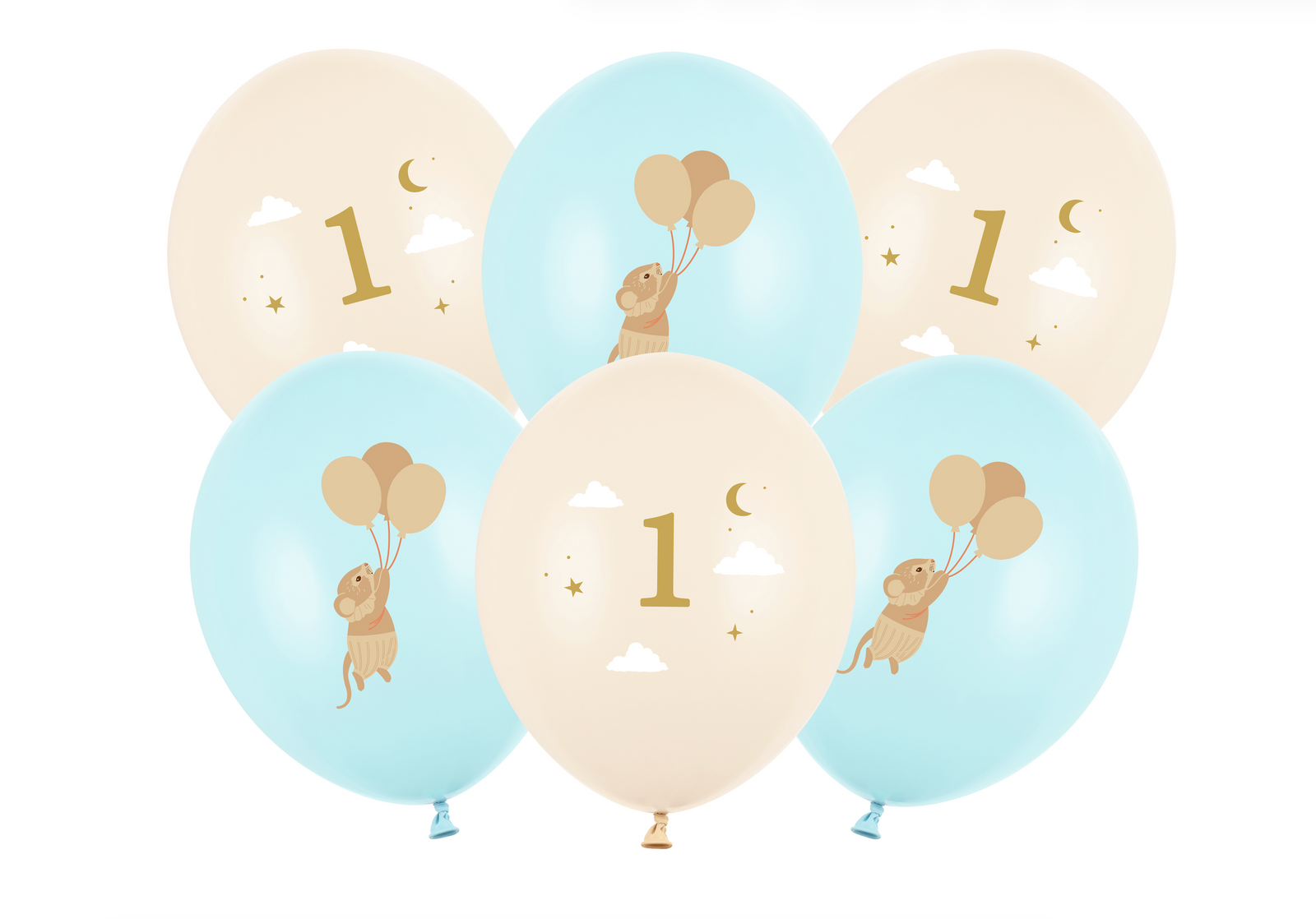 Light Blue Mouse 1st Birthday Balloons