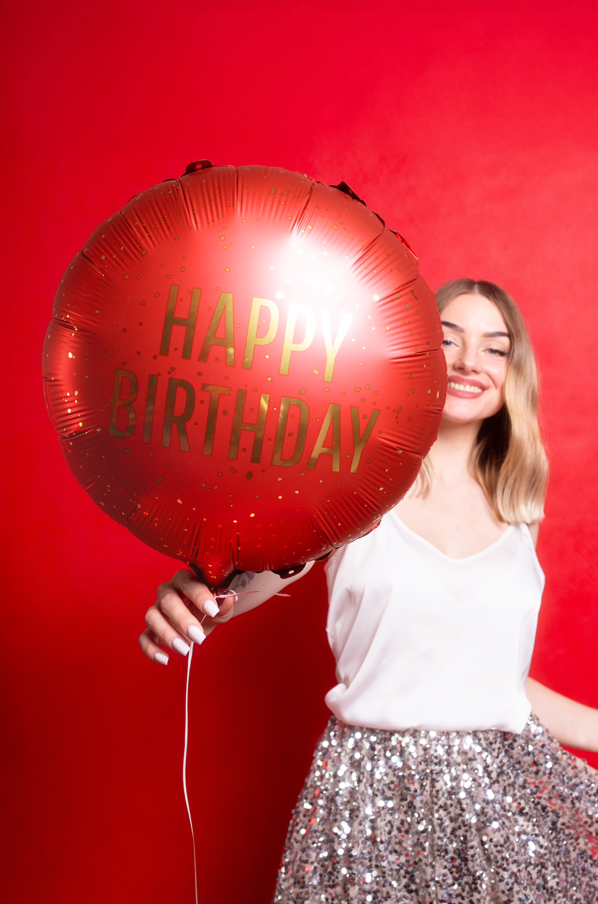 Dark Red Happy Birthday Foil Balloon