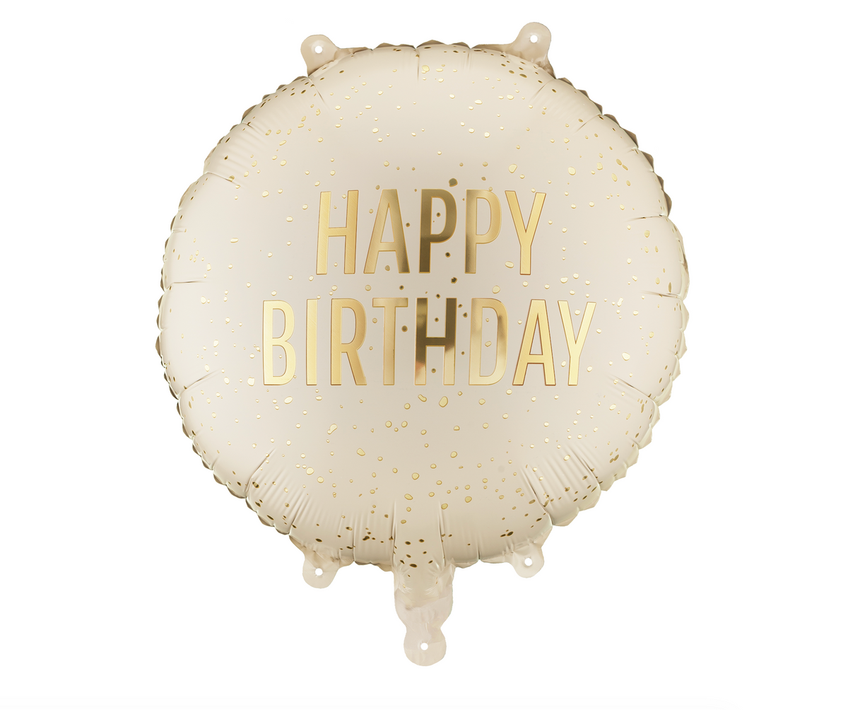 Happy Birthday Cream Foil Balloon