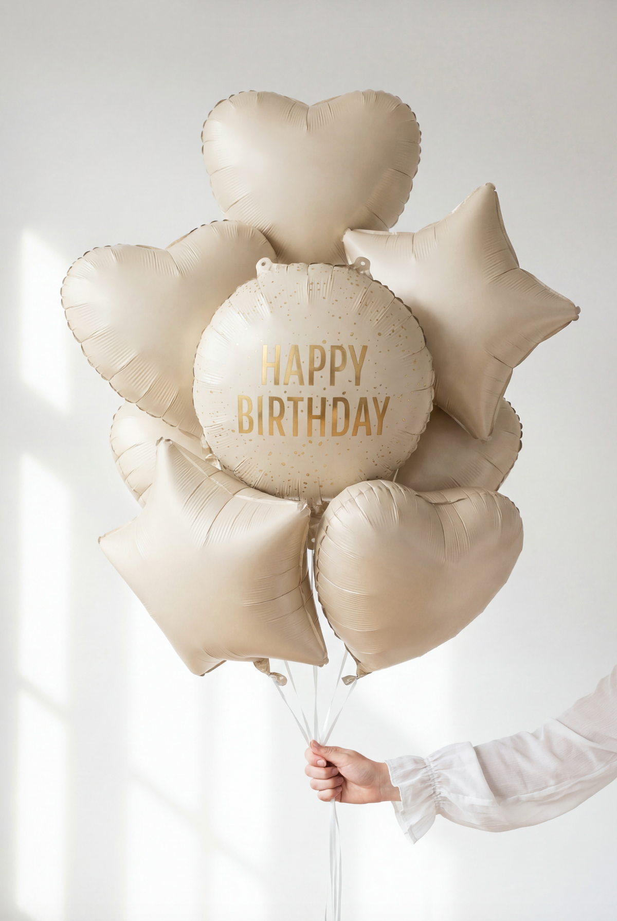 Happy Birthday Cream Foil Balloon