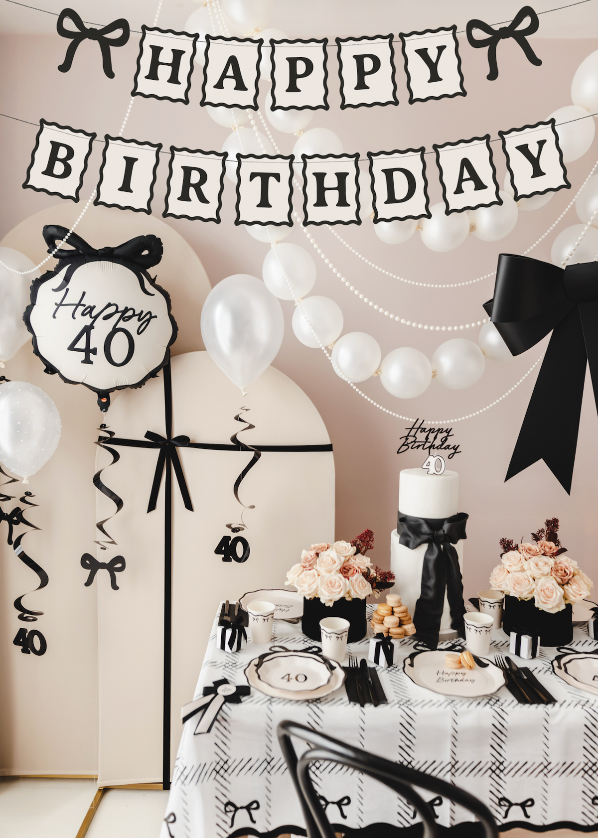 Happy Birthday Bows Banner