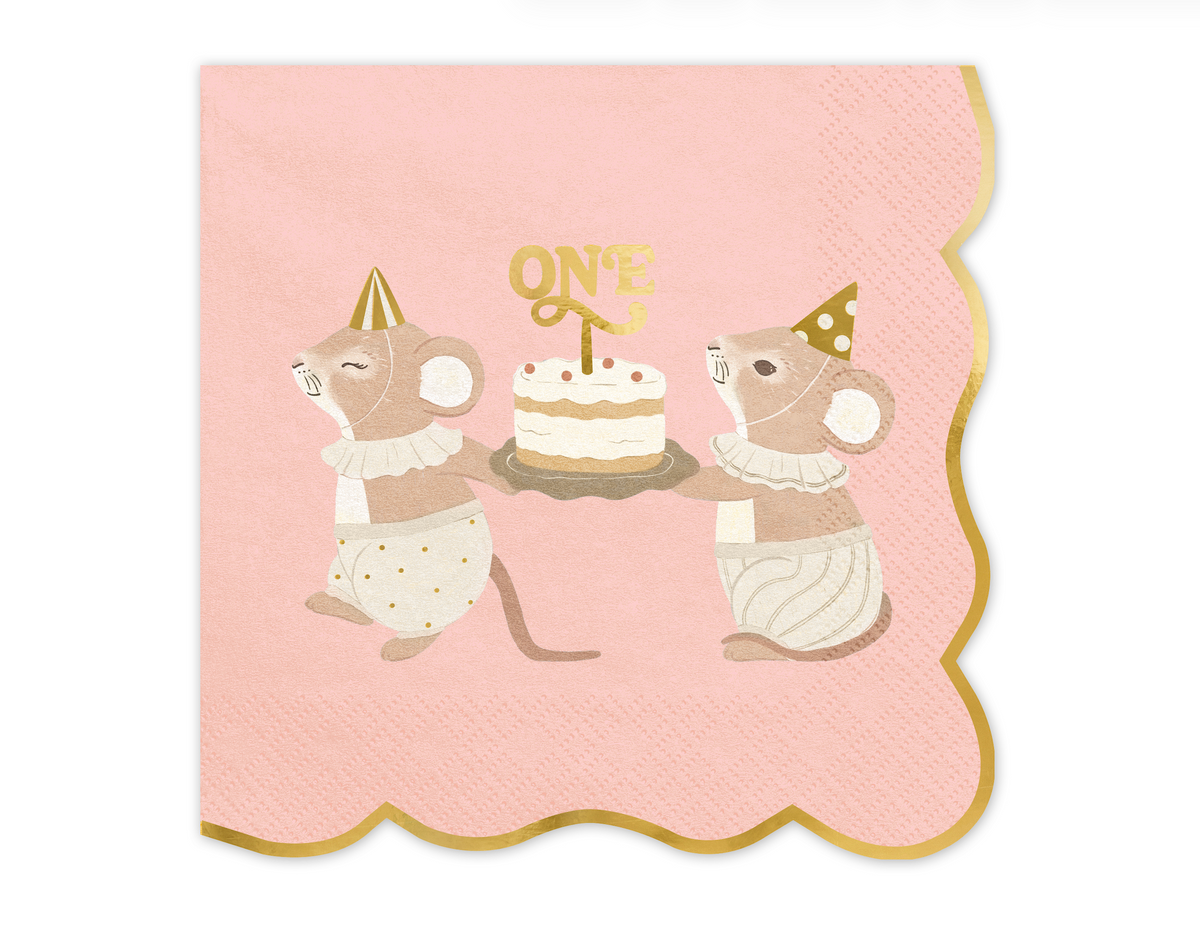 Pink One Mice Paper Napkins