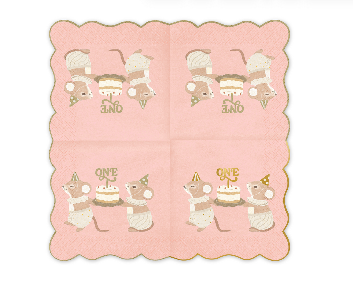 Pink One Mice Paper Napkins