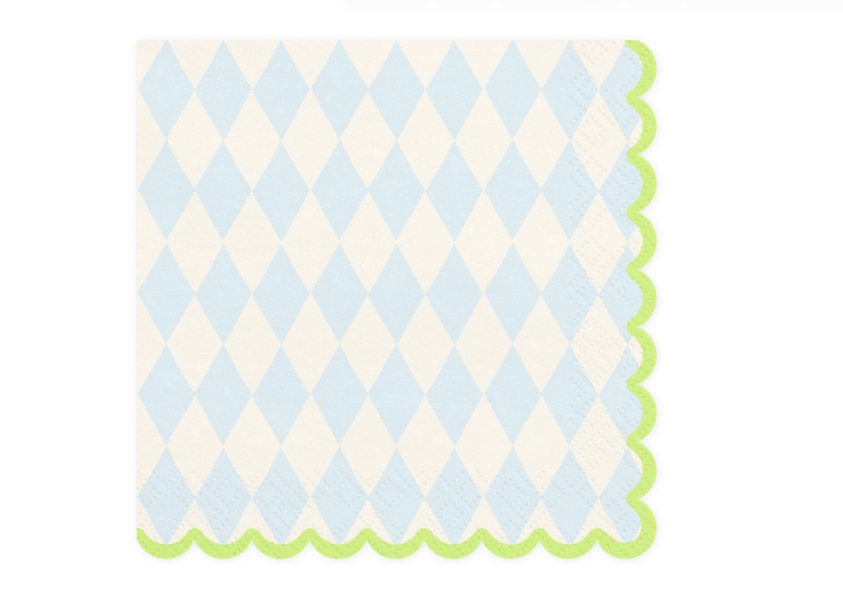 Blue &amp; Cream Rhombus Paper Napkins