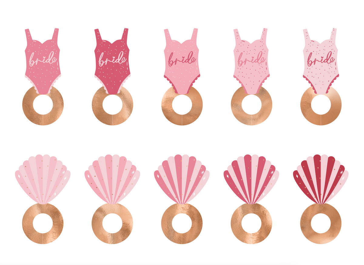 Seashell &amp; Swimsuit Bride Drink Tags