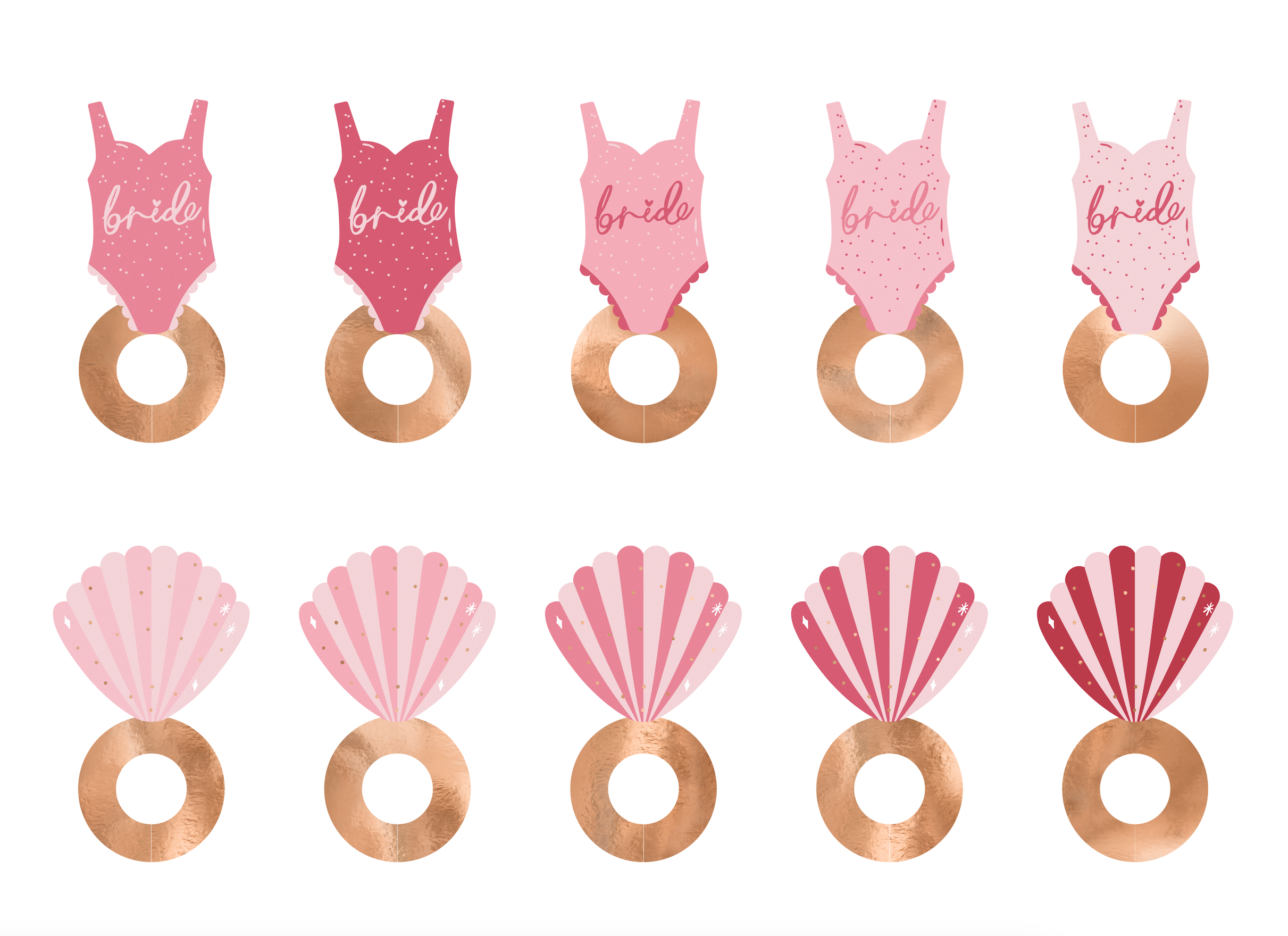 Seashell & Swimsuit Bride Drink Tags