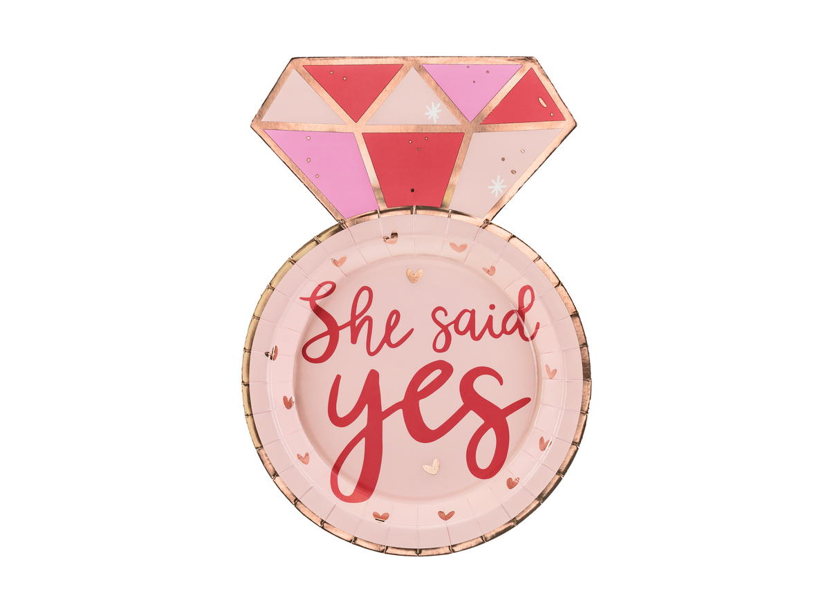 She Said Yes Engagement Ring Dessert Plates