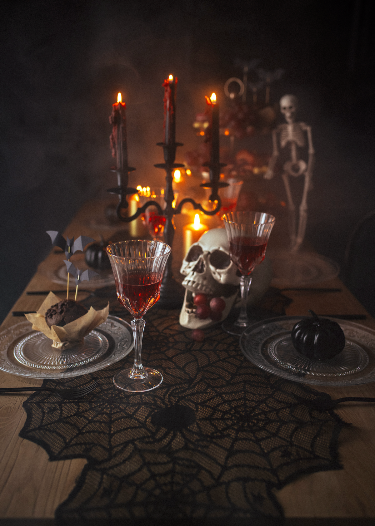 Black Spider Web Table Runner 