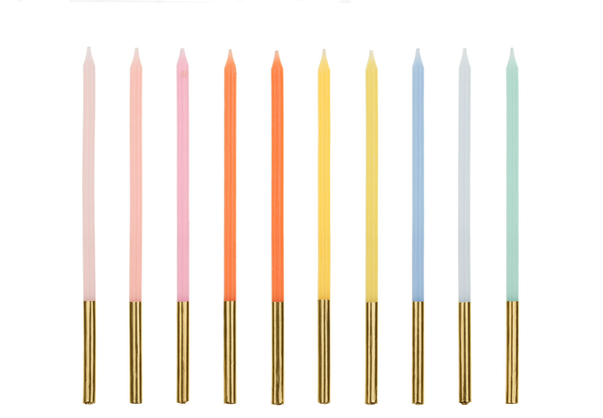 Tall Gold Plated Rainbow Candles 