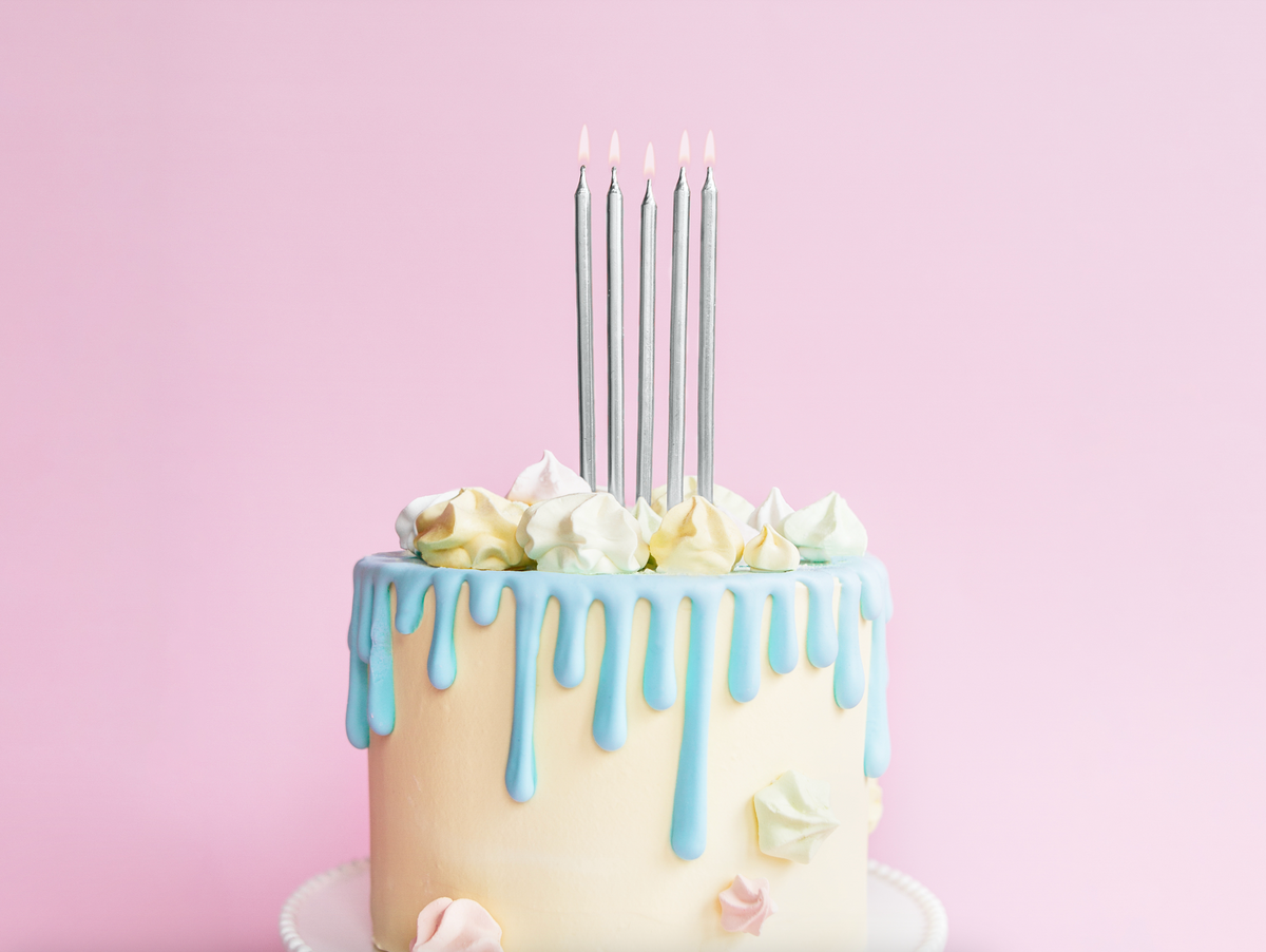 Tall Metallic Silver Birthday Candles