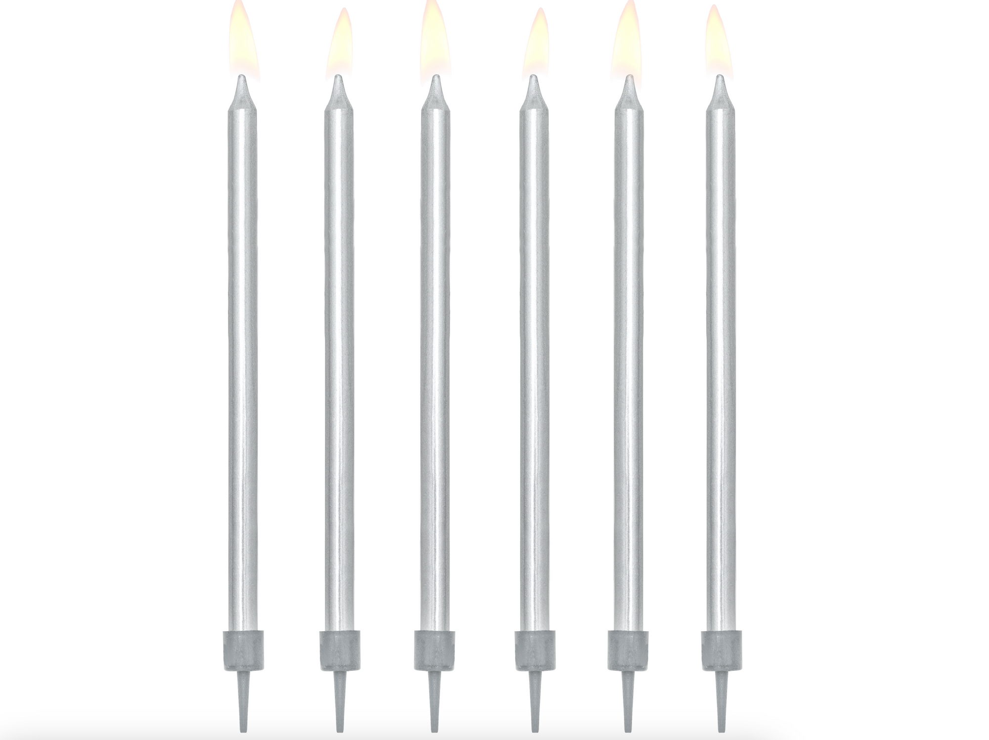 Tall Metallic Silver Birthday Candles