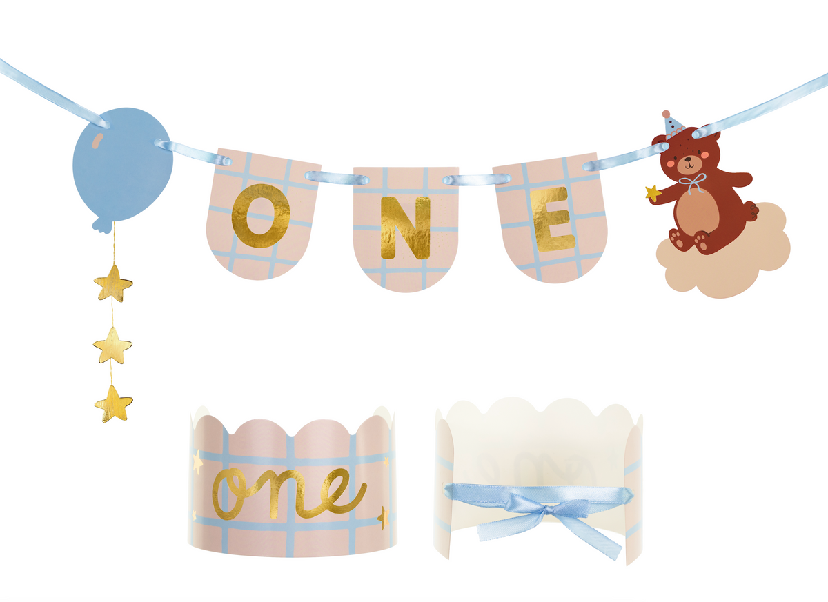 Teddy Bear Chair Banner &amp; Crown Set