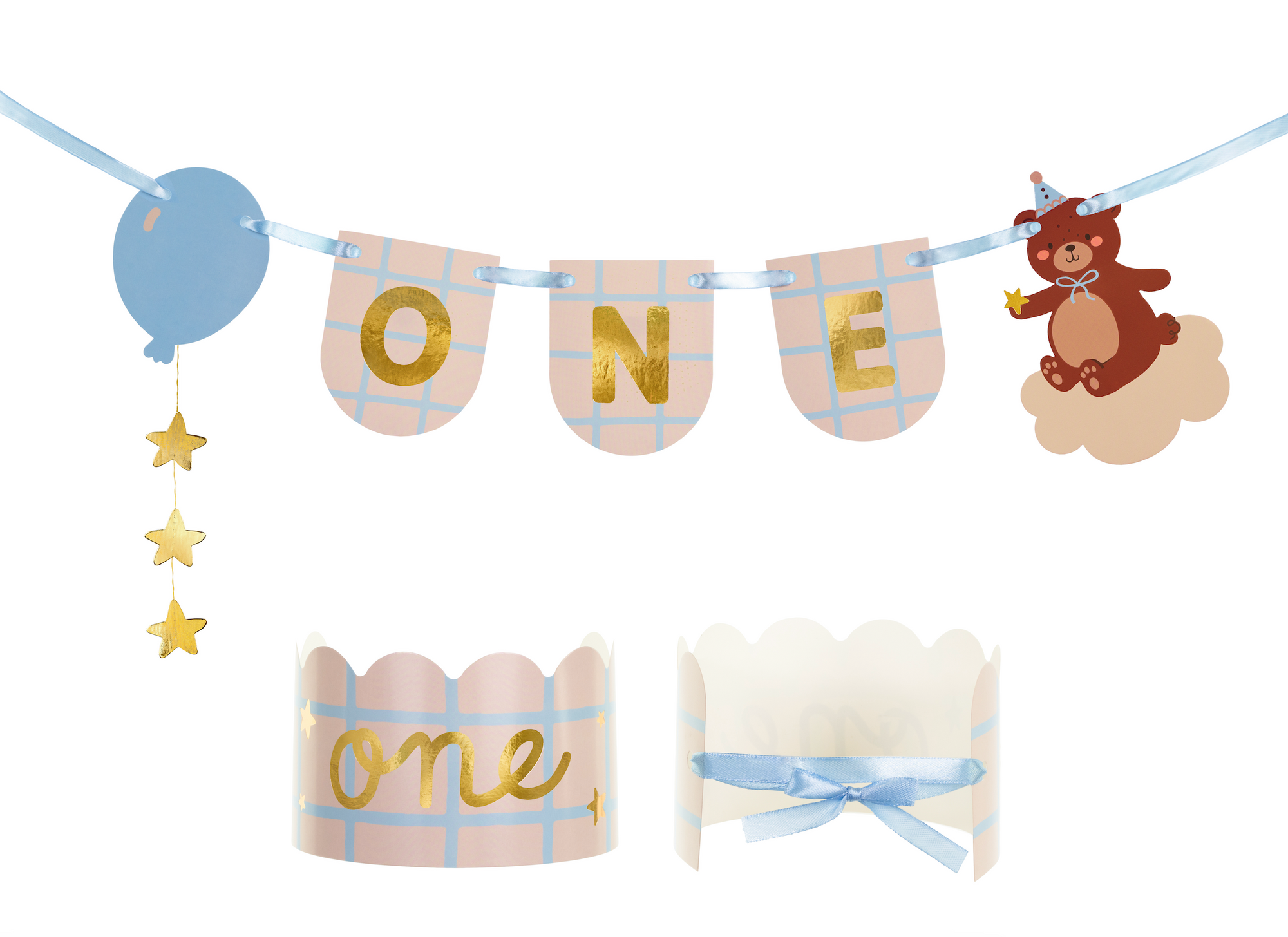 Teddy Bear Chair Banner & Crown Set