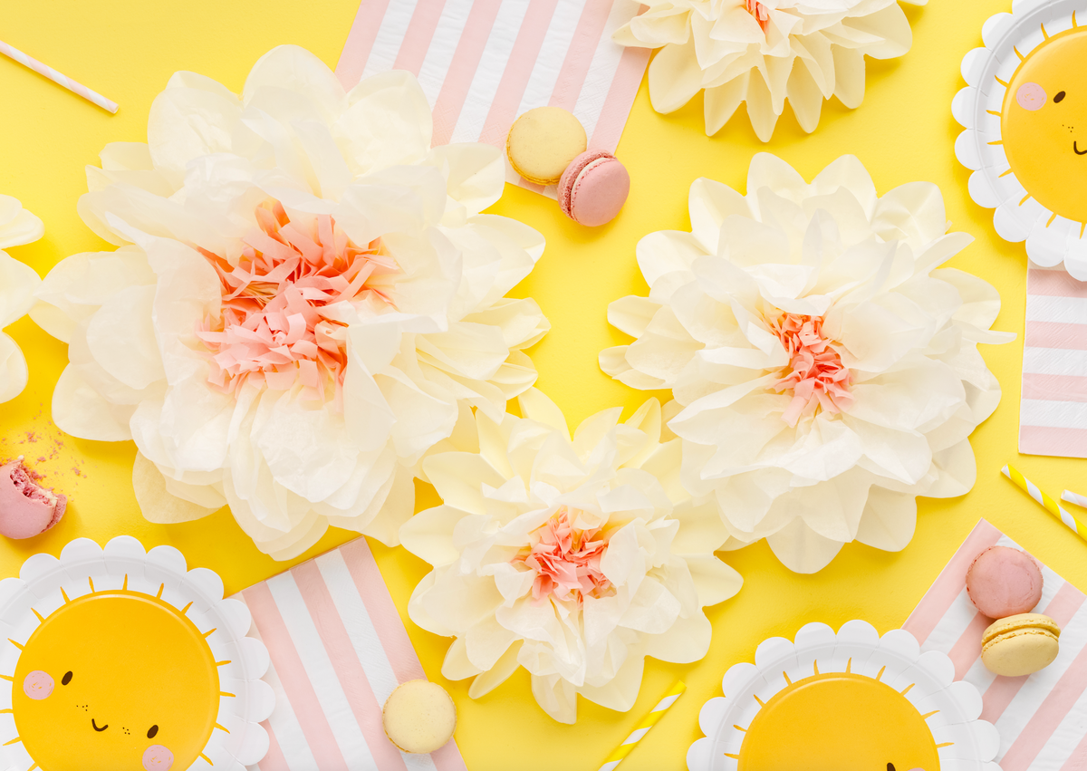 Tissue Paper Cream Flowers Decoration
