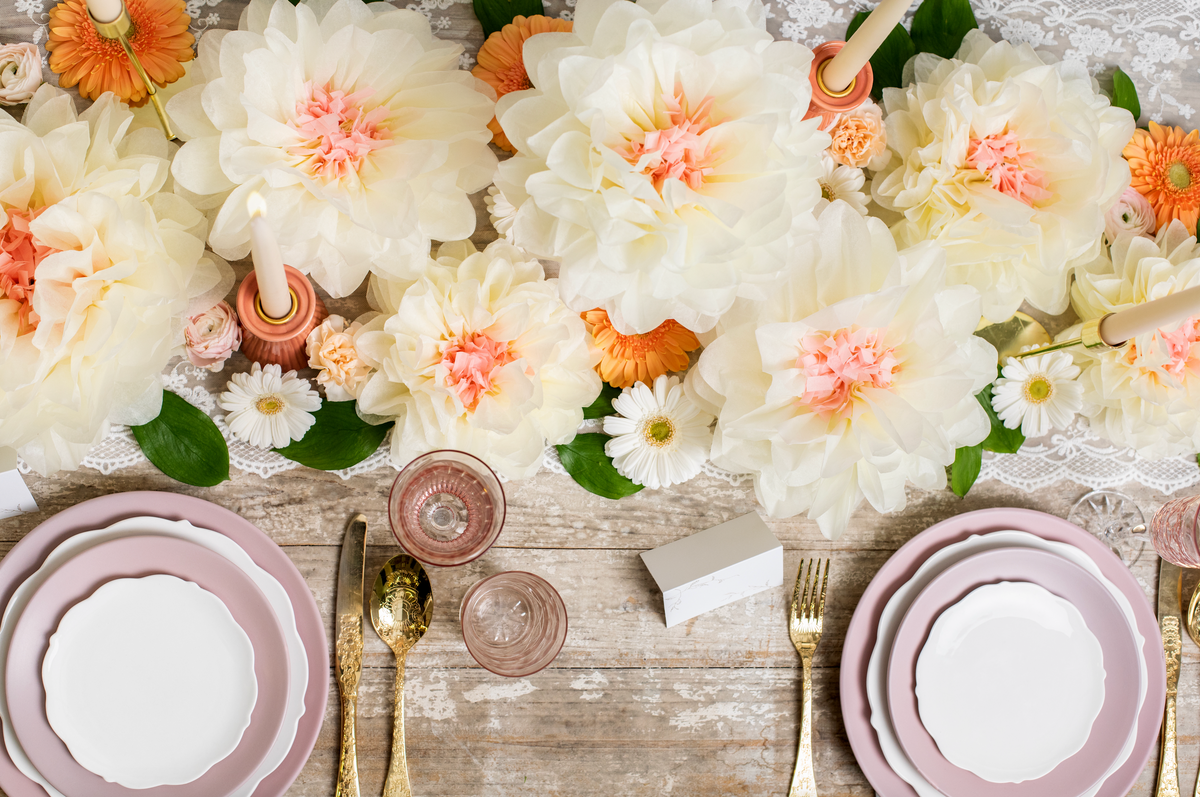 Tissue Paper Cream Flowers Decoration