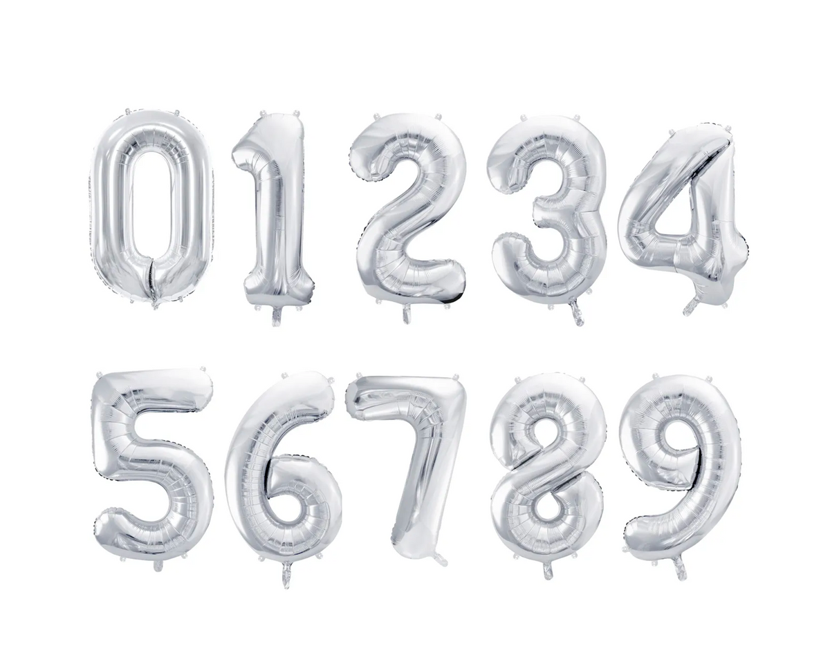 Metallic Silver Foil Balloon Number - Haflaty Store
