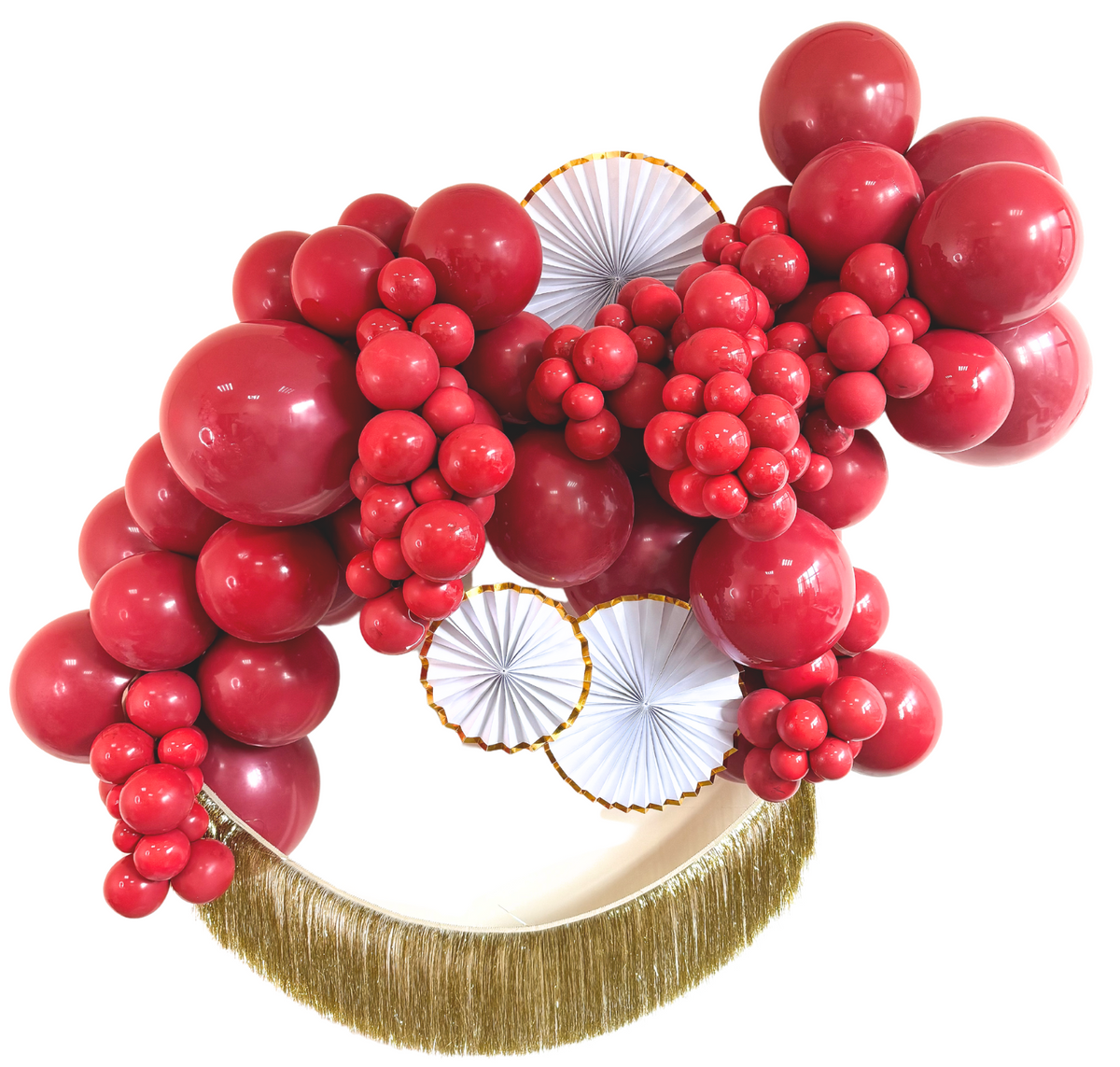 Red &amp; Gold Tinsel Balloon Garland