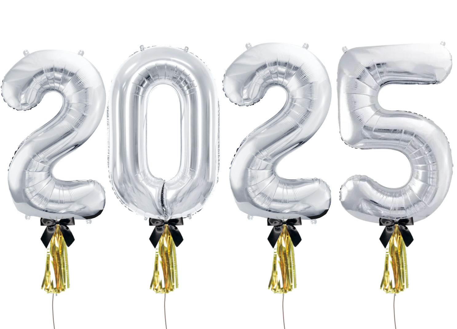 2025 Silver Foil Balloon Set with Tassels