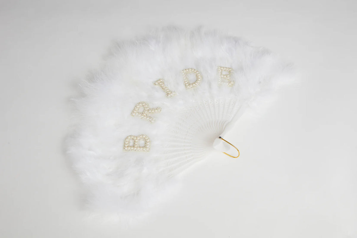 White Bridal Feather Fan