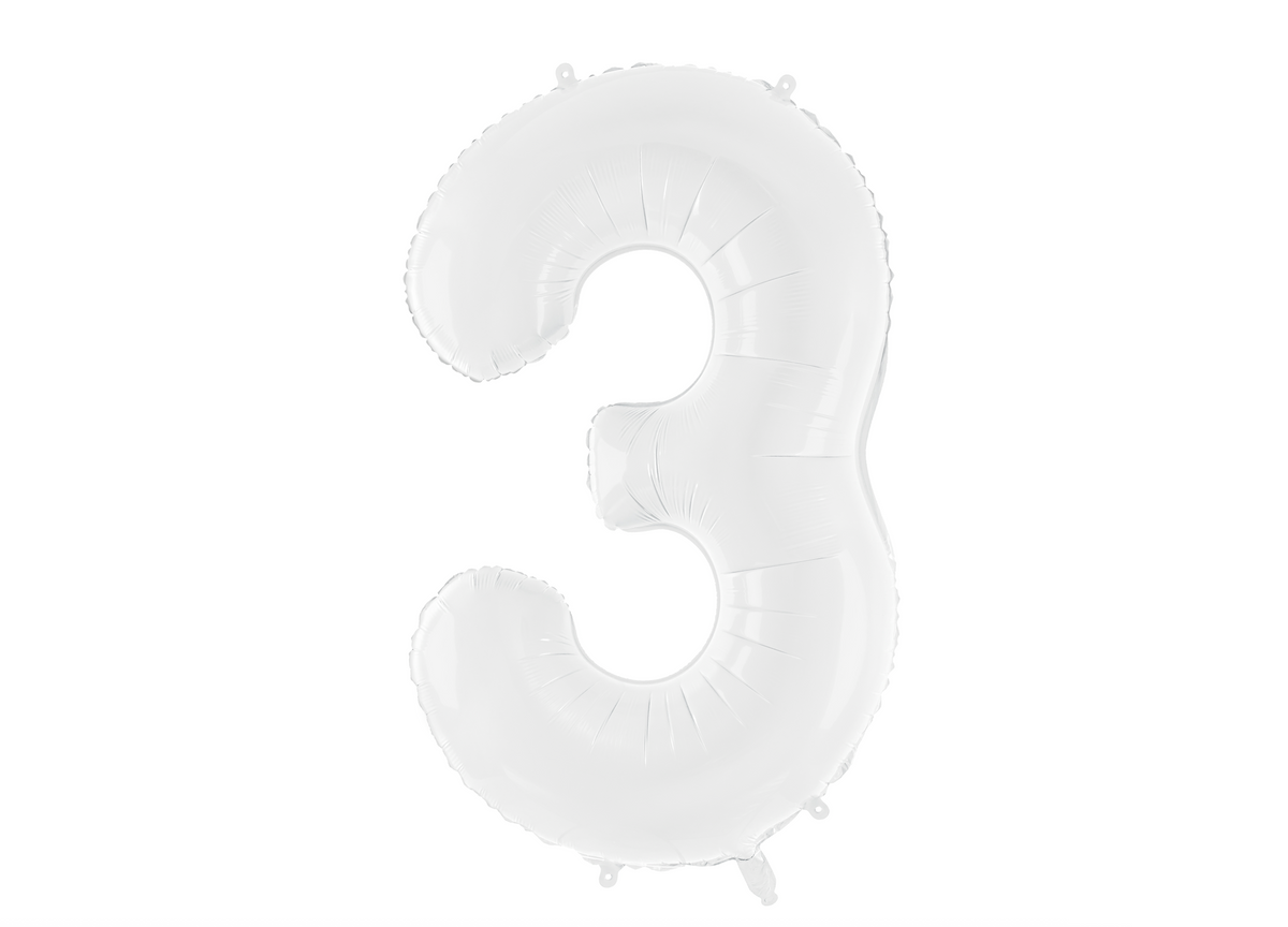 White Number Foil Balloon