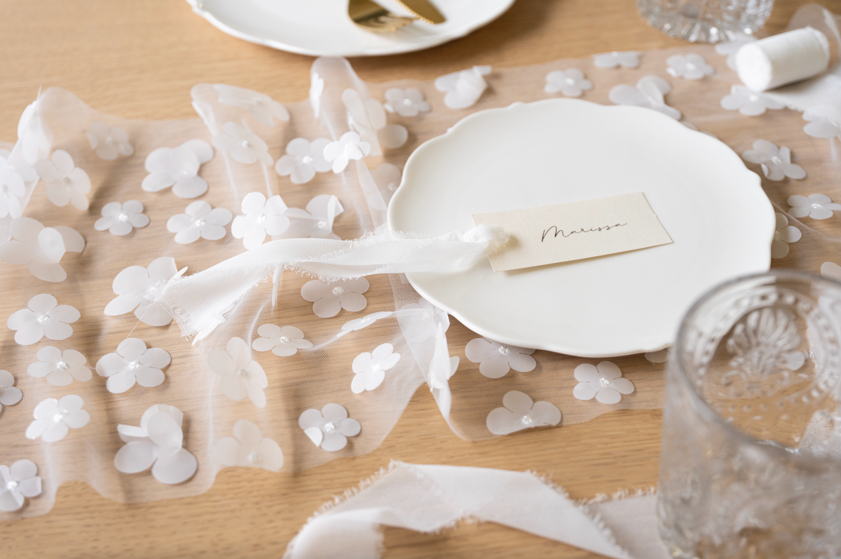 White Floral Table Runner