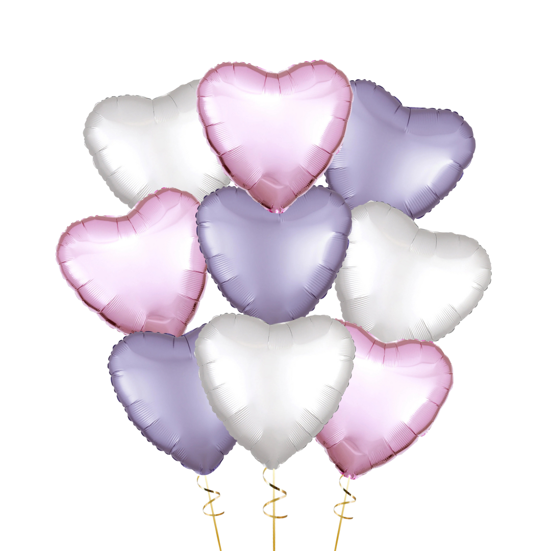 18&quot; Satin Pastel Heart Foil Bouquet
