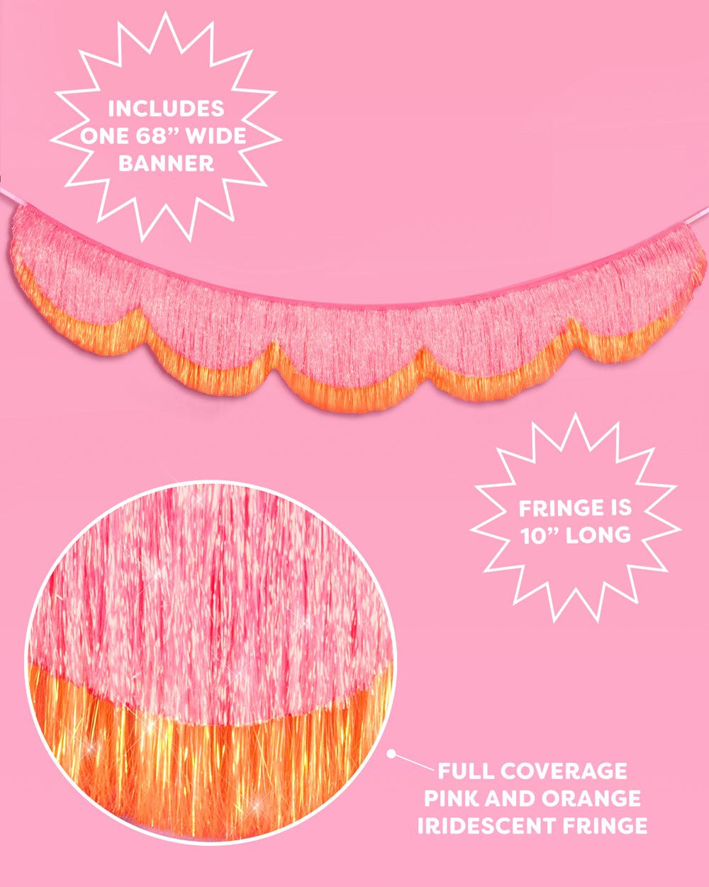 Pink Orange Scallop Fringe Banner