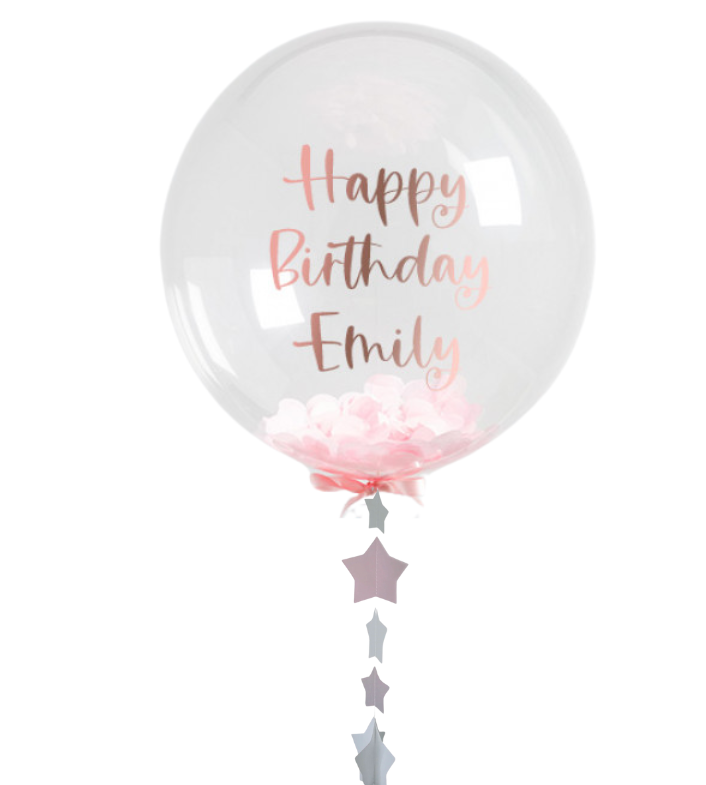 Custom Pink Stars Bubble Balloon