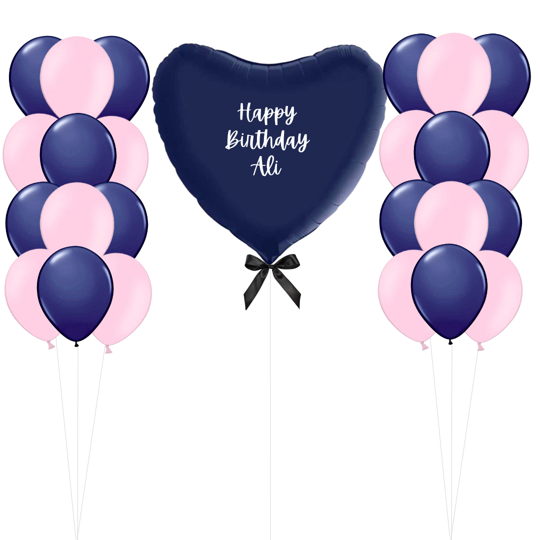 Giant Navy Heart Balloon Bouquet