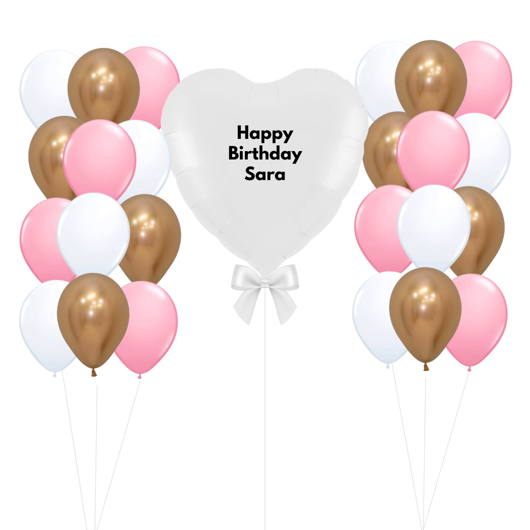 Giant Satin White Heart Balloon Bouquet