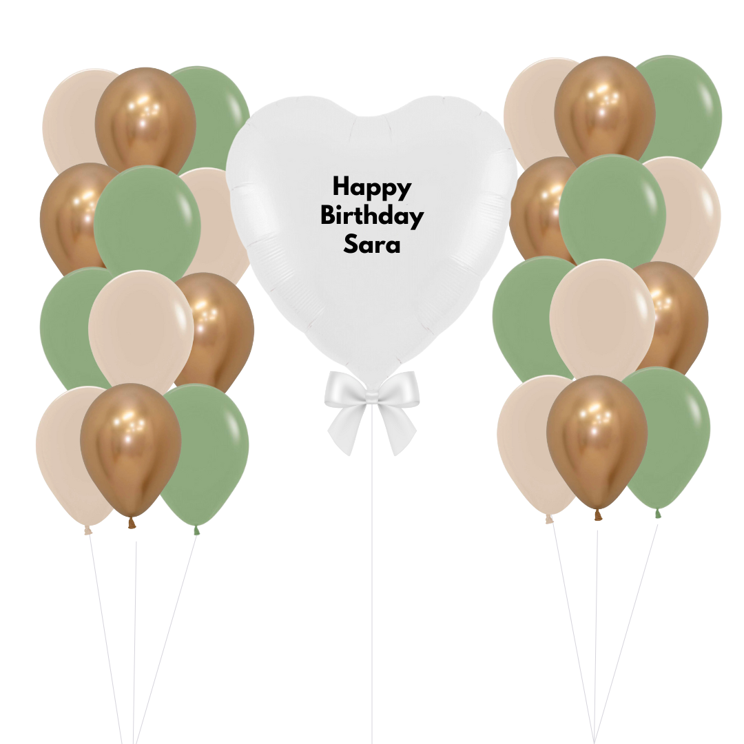 Giant Satin White Heart Balloon Bouquet