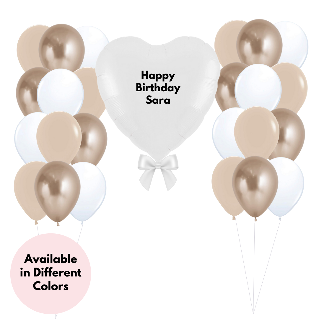 Giant Satin White Heart Balloon Bouquet