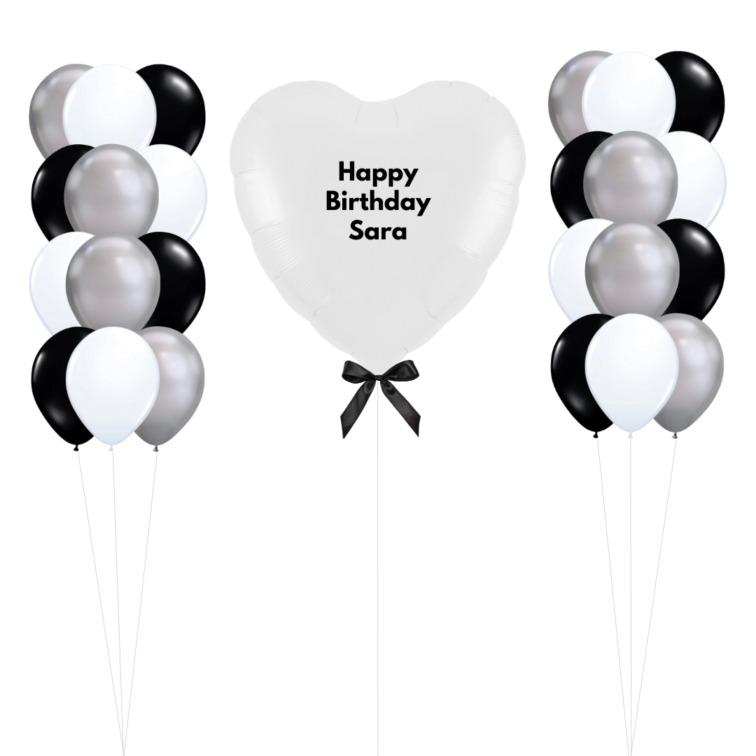 Giant Satin White Heart Balloon Bouquet