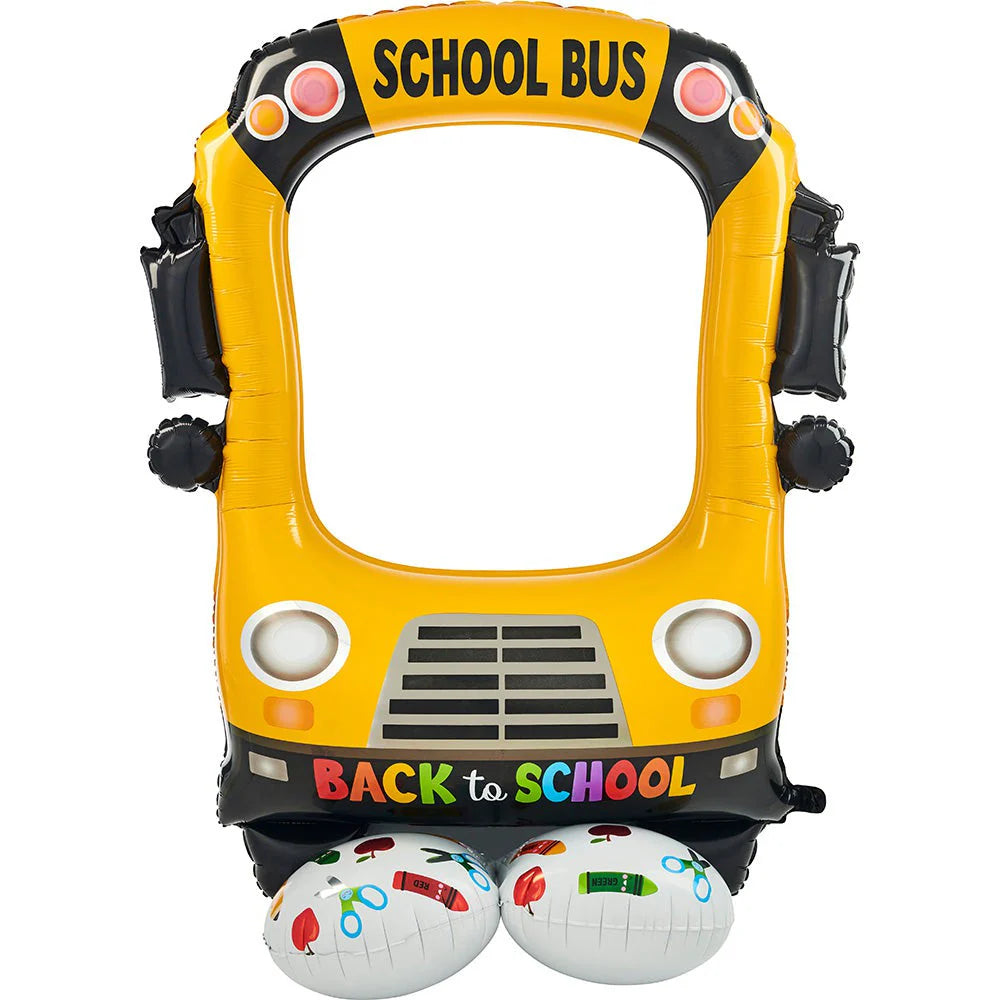 School Bus Selfie Frame Foil Balloon