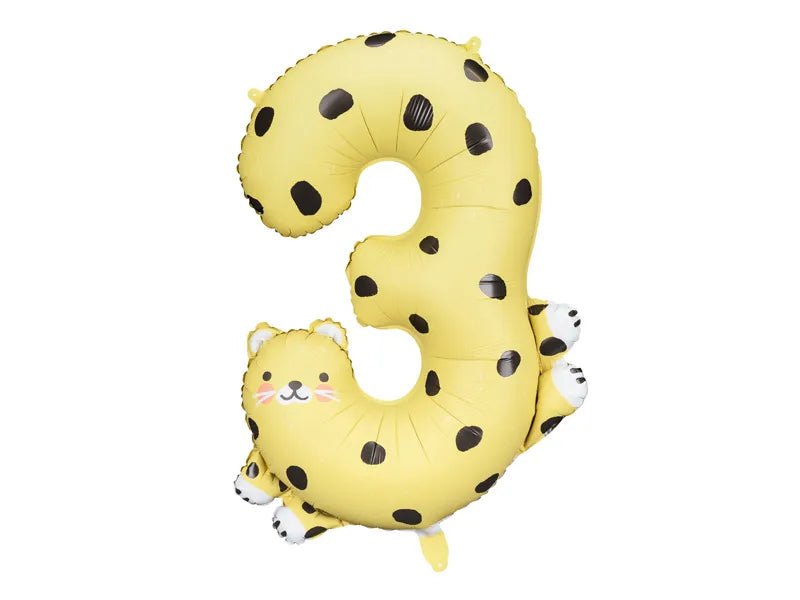 Cheetah Number Three Foil Balloon
