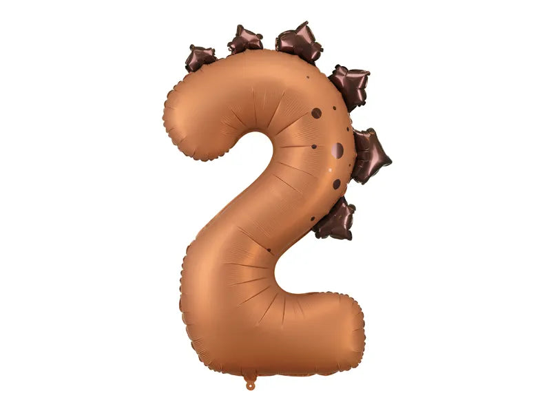 Brown Number 2 Dinosaur Foil Balloon