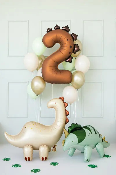 Brown Number 2 Dinosaur Foil Balloon
