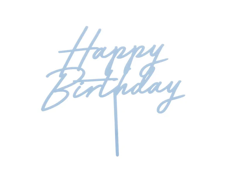 Matte Blue Happy Birthday Cake Topper