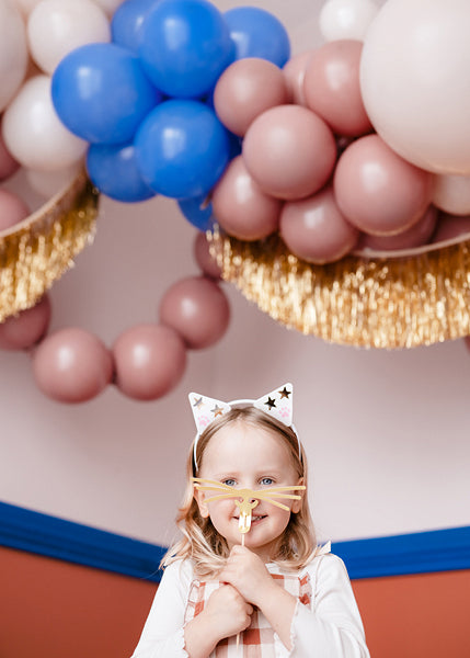 Cat Ears Headband and Mustache Set with Stickers