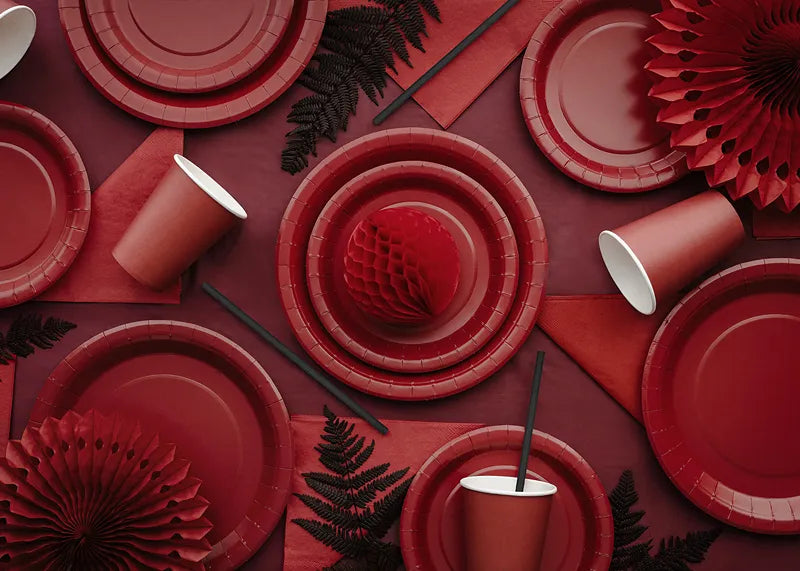 Deep Red Paper Plates