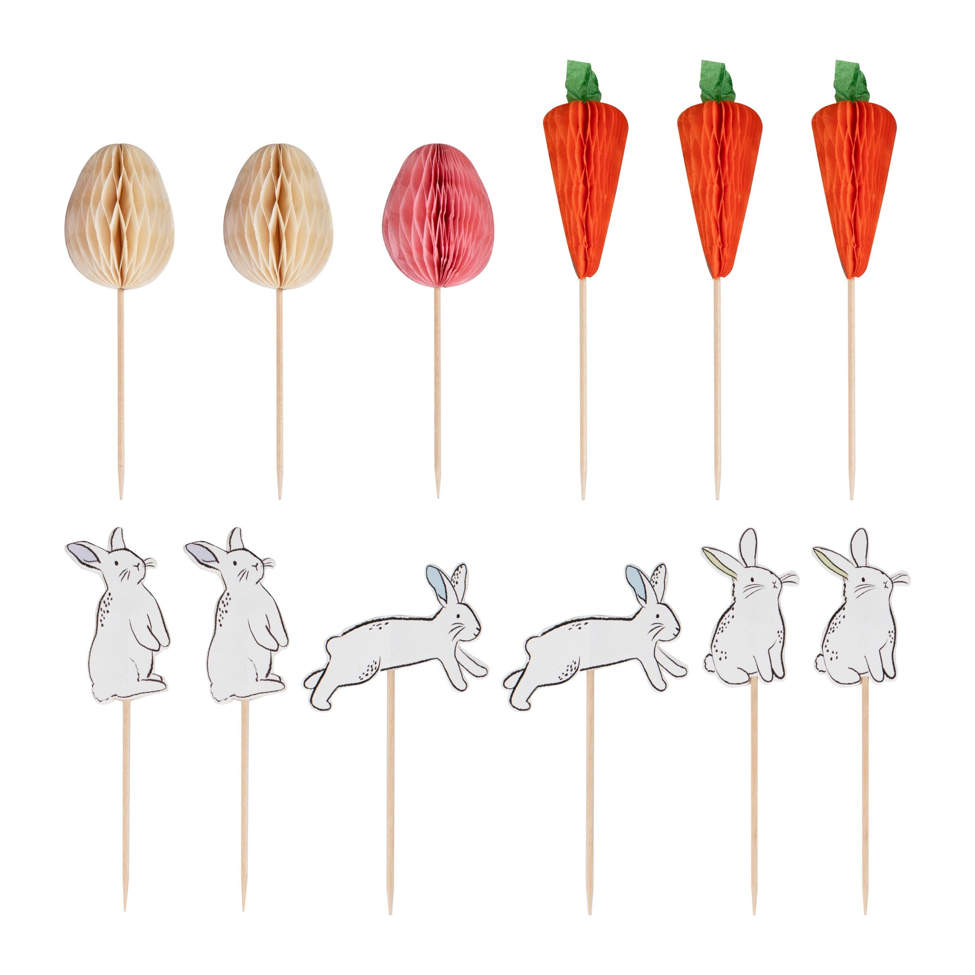 Easter Bunny, Carrot & Egg Cupcake Toppers