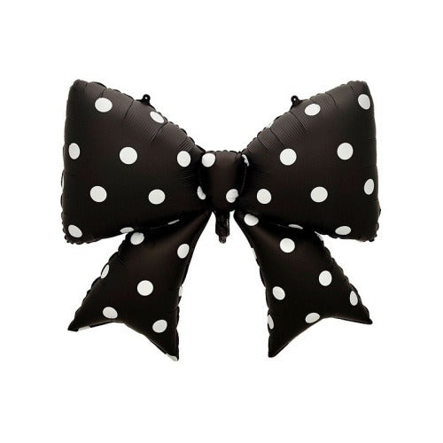 Black Polka Dot Bow Foil Balloon