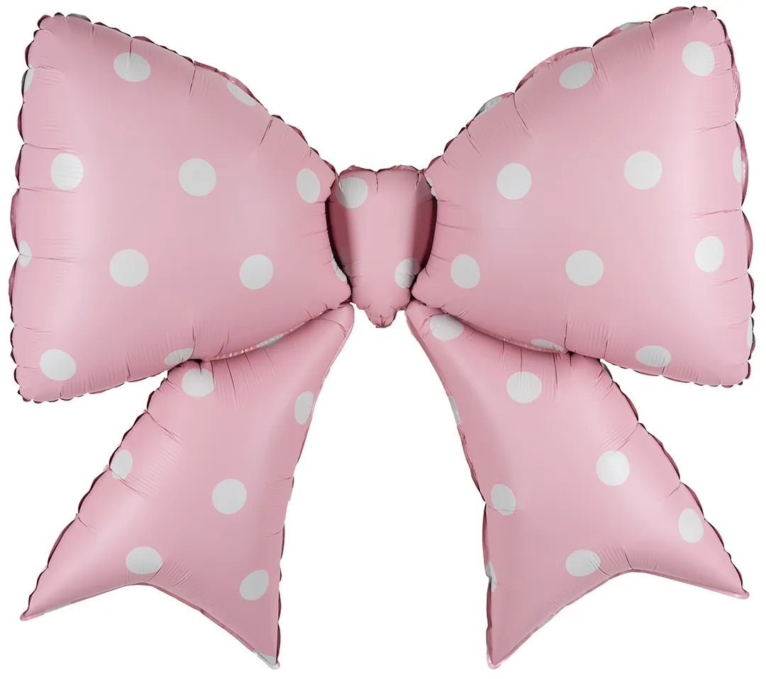 Pink Polka Dot Bow Foil Balloon