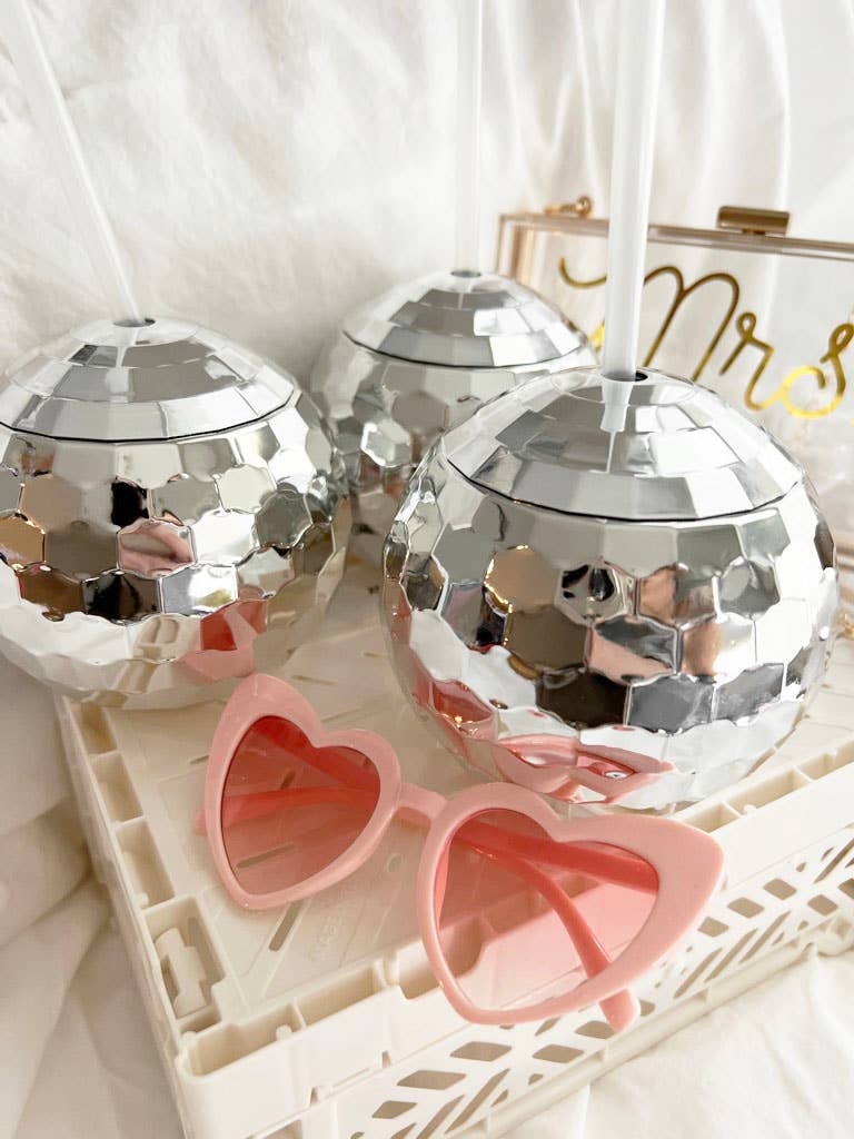 Disco Ball Sipper Cups with Straw