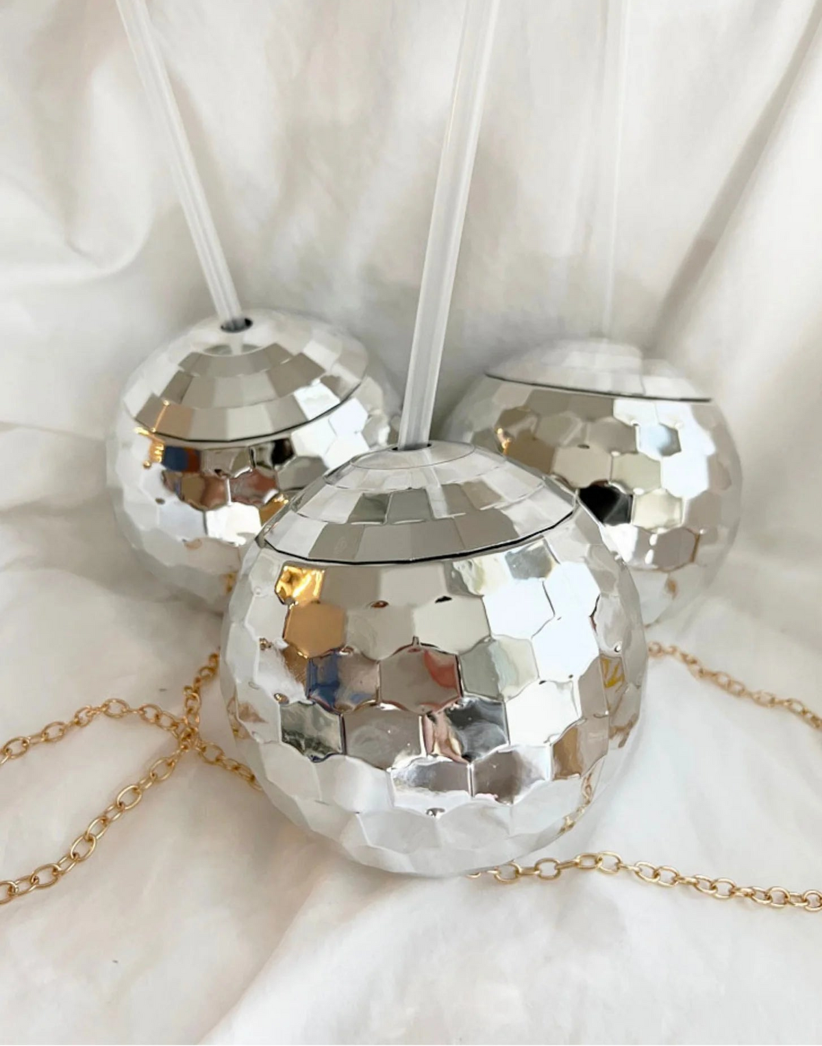 Disco Ball Sipper Cups with Straw